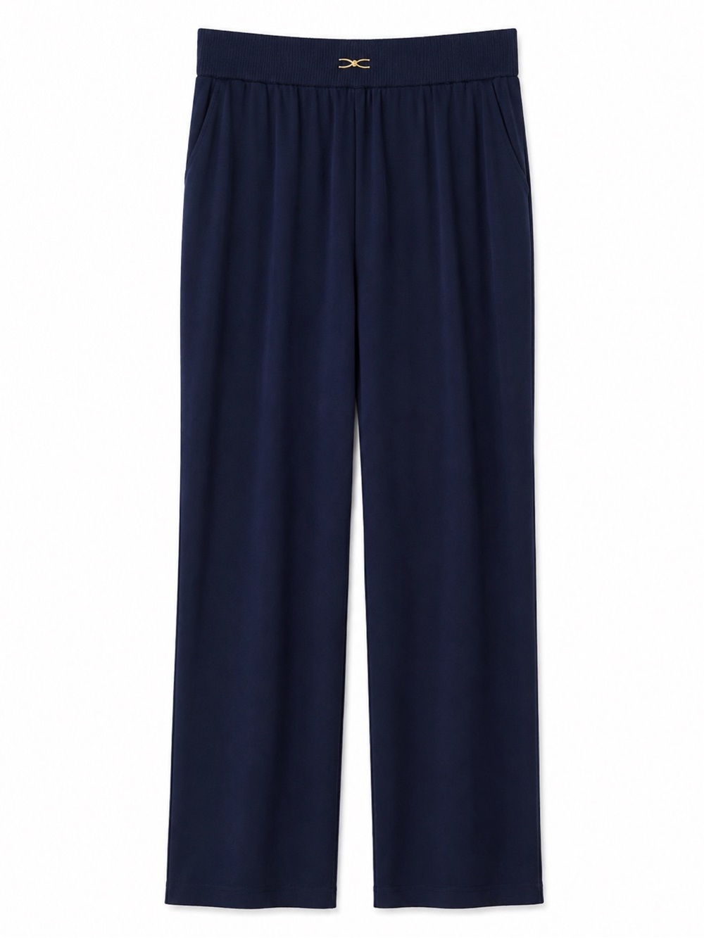 SoftyGrace Pull On Pants Medium Navy Relaxed Straight Leg Lightweight